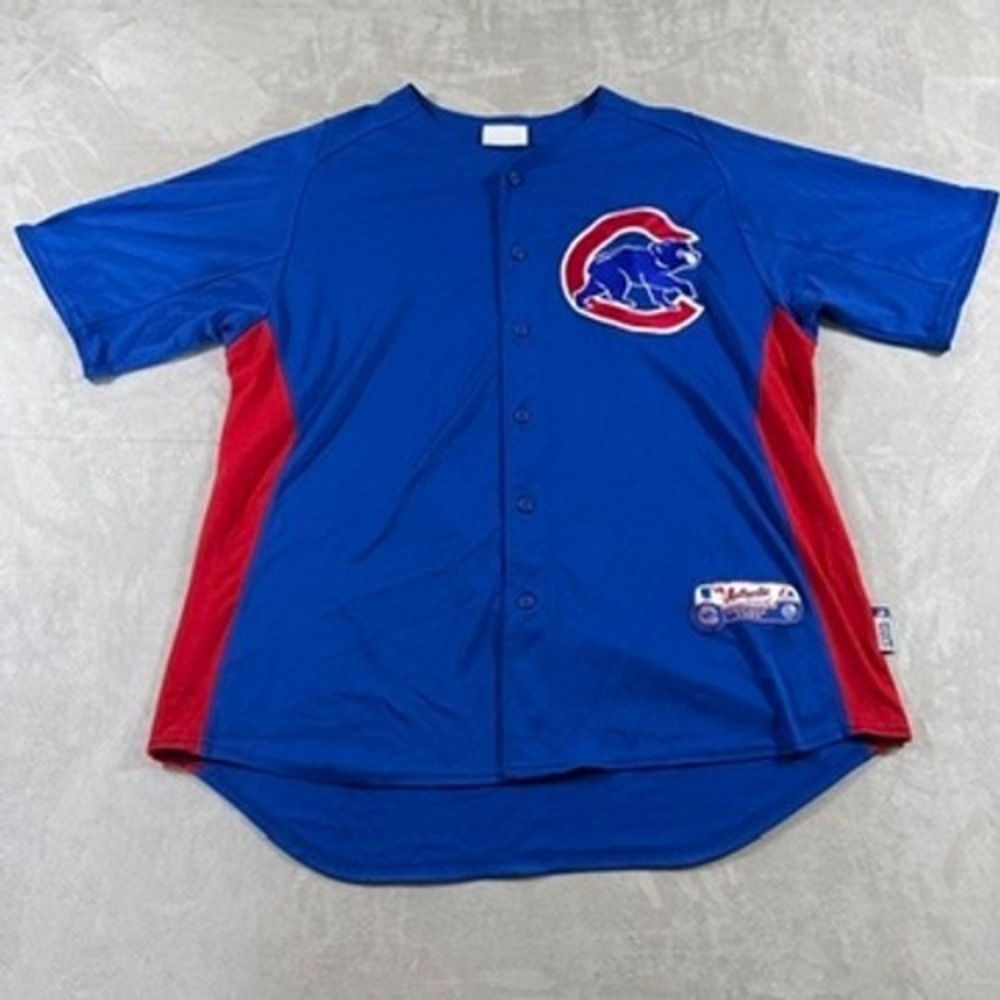 Majestic Baseball Jersey Mens Large Blue Chicago Cubs VTG Cool Base Authentic
